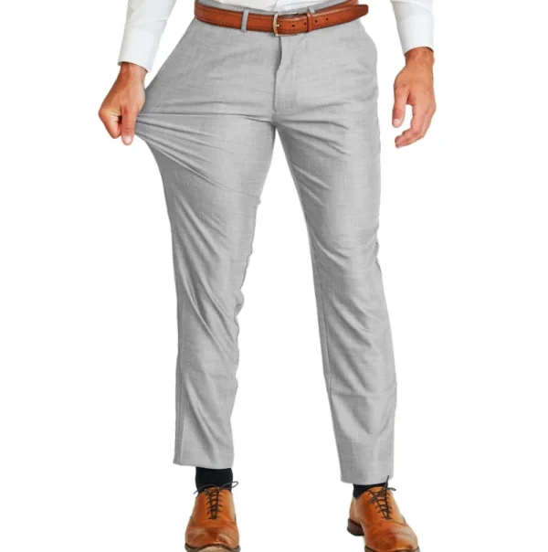 State and Liberty Athletic Fit Stretch Suit - Lightweight Heathered Light Grey | Suits