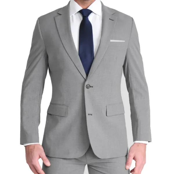 State and Liberty Athletic Fit Stretch Suit - Lightweight Heathered Smoked Grey | Suits