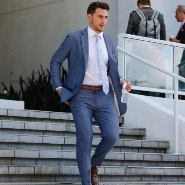 State and Liberty Athletic Fit Stretch Suit Pants - Heathered Blue | Tech Chinos | Suit Pants