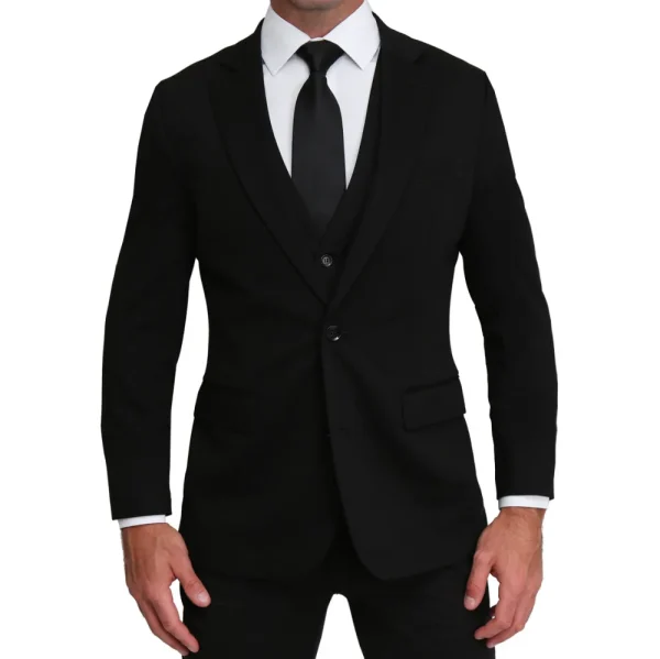 State and Liberty Athletic Fit Stretch Suit - Black | Suits