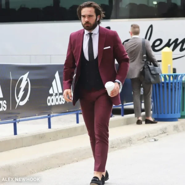 State and Liberty Athletic Fit Stretch Suit - Heathered Maroon | Suits