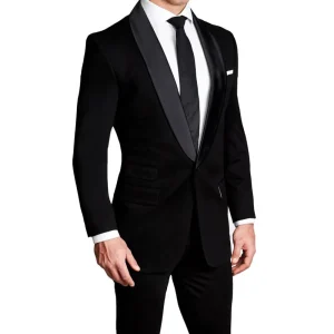 State and Liberty Athletic Fit Stretch Tuxedo - Black with Shawl Lapel | Tuxedos | Suits