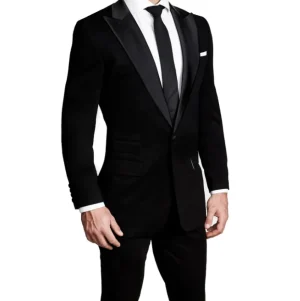 State and Liberty Athletic Fit Stretch Tuxedo - Black with Peak Lapel | Suits | Tuxedos