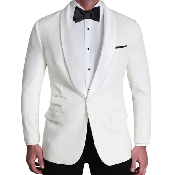 State and Liberty Athletic Fit Stretch Tuxedo Jacket - White with White Shawl Lapel | Tuxedos | Blazers