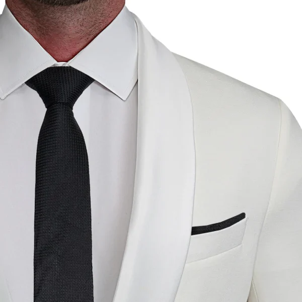 State and Liberty Athletic Fit Stretch Tuxedo Jacket - White with White Shawl Lapel | Tuxedos | Blazers