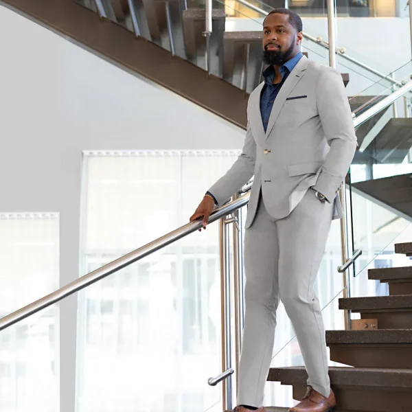 State and Liberty Athletic Fit Suit Pants - Lightweight Heathered Light Grey | Suit Pants | Dress Pants