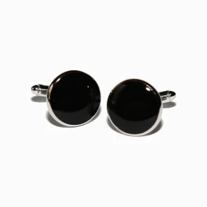 State and Liberty Black Circle Cuff Links | Accessories