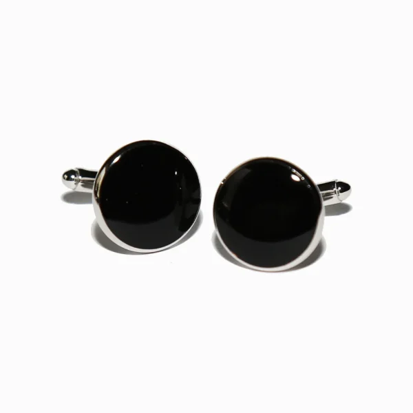 State and Liberty Black Circle Cuff Links | Accessories
