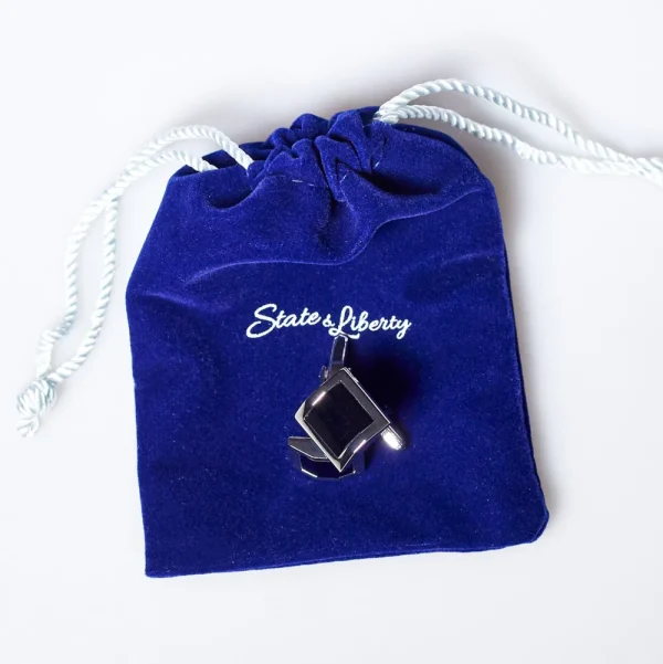 State and Liberty Black Square Cuff Links | Accessories