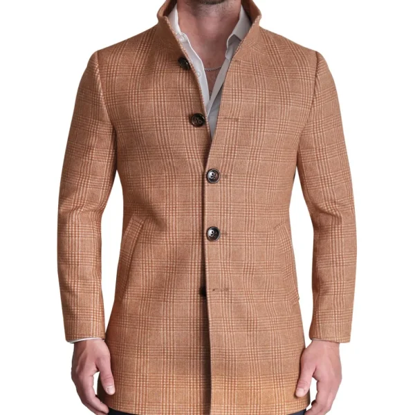 State and Liberty Bronze Plaid Open Button Overcoat | Coats & Jackets