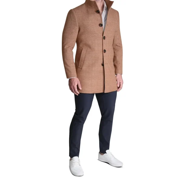 State and Liberty Bronze Plaid Open Button Overcoat | Coats & Jackets