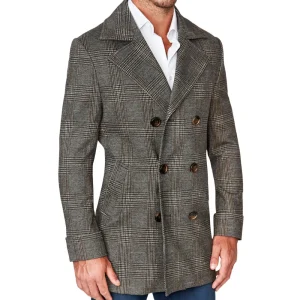 State and Liberty Brown Plaid Double-Breasted Overcoat | Coats & Jackets