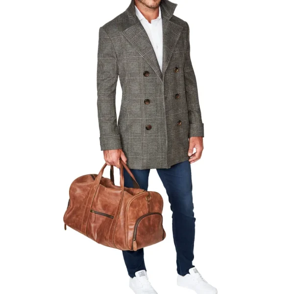 State and Liberty Brown Plaid Double-Breasted Overcoat | Coats & Jackets