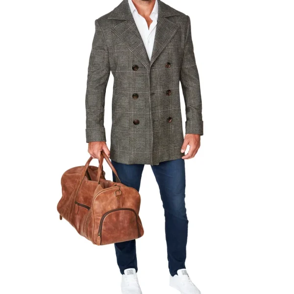 State and Liberty Brown Plaid Double-Breasted Overcoat | Coats & Jackets