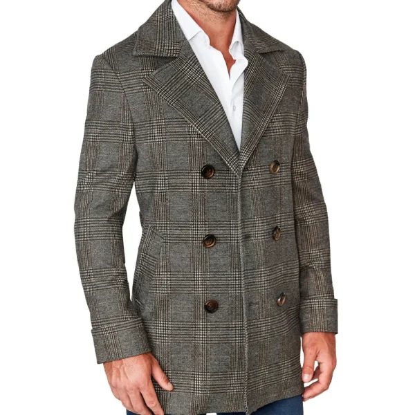 State and Liberty Brown Plaid Double-Breasted Overcoat | Coats & Jackets