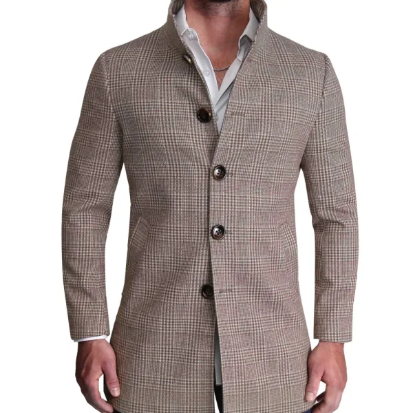 State and Liberty Brown Plaid Open Button Overcoat | Coats & Jackets