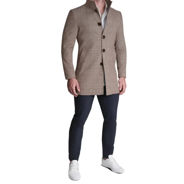 State and Liberty Brown Plaid Open Button Overcoat | Coats & Jackets