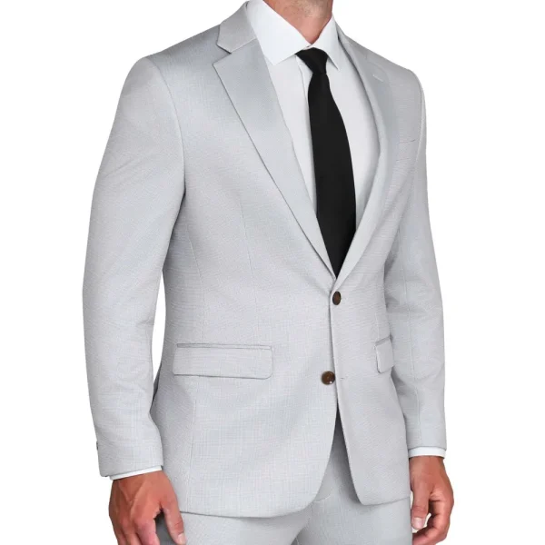 State and Liberty Brushed Tech Stretch Blazer - Light Grey Microcheck | Casual Blazers | Blazers