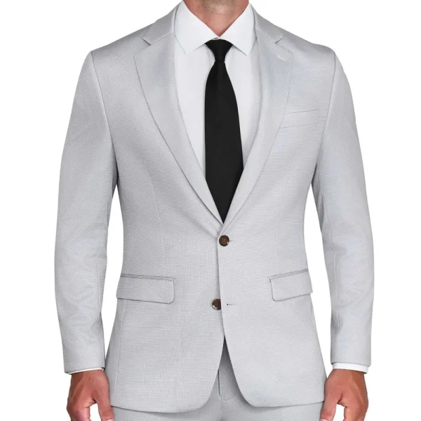 State and Liberty Brushed Tech Stretch Blazer - Light Grey Microcheck | Casual Blazers | Blazers