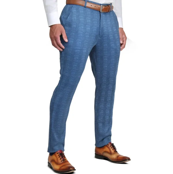 State and Liberty Brushed Tech Suit Pant - Electric Blue Plaid | Tech Chinos | Suit Pants