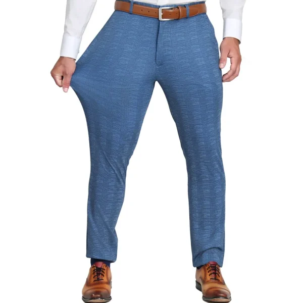 State and Liberty Brushed Tech Suit Pant - Electric Blue Plaid | Tech Chinos | Suit Pants