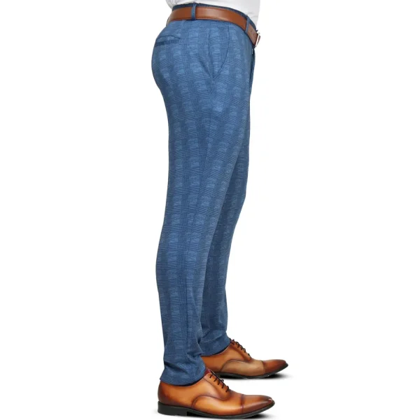 State and Liberty Brushed Tech Suit Pant - Electric Blue Plaid | Tech Chinos | Suit Pants