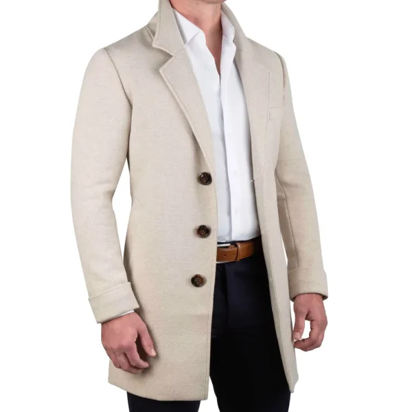 State and Liberty 3 Button Overcoat - Tan Herringbone | Coats & Jackets