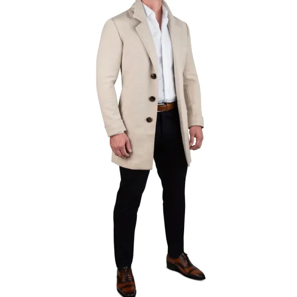 State and Liberty 3 Button Overcoat - Tan Herringbone | Coats & Jackets