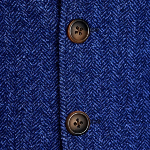 State and Liberty Cobalt Herringbone Open Button Overcoat | Coats & Jackets