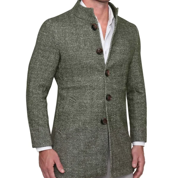 State and Liberty Green Herringbone Overcoat | Coats & Jackets