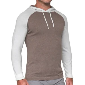 State and Liberty Knit Cotton-Silk Blend Hoodie - White & Brown | Quarter Zips & Hoodies