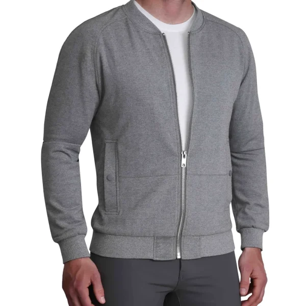 State and Liberty Knit Stretch Bomber - Grey | Coats & Jackets