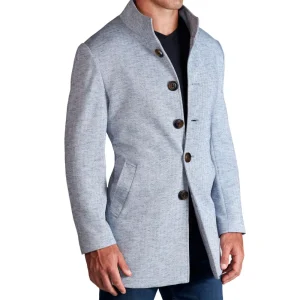 State and Liberty Light Blue Herringbone Overcoat | Coats & Jackets