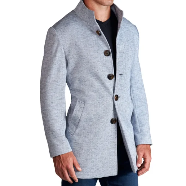 State and Liberty Light Blue Herringbone Overcoat | Coats & Jackets