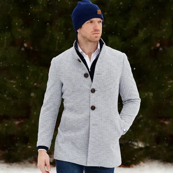 State and Liberty Light Blue Herringbone Overcoat | Coats & Jackets