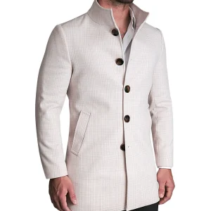 State and Liberty Light Tan Plaid Open Button Overcoat | Coats & Jackets