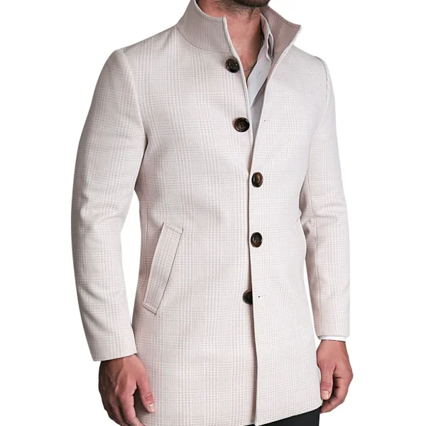 State and Liberty Light Tan Plaid Open Button Overcoat | Coats & Jackets