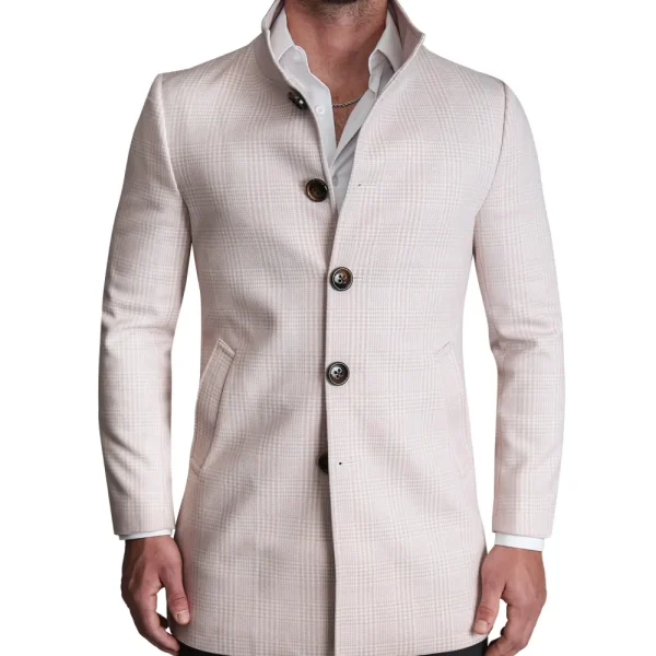 State and Liberty Light Tan Plaid Open Button Overcoat | Coats & Jackets