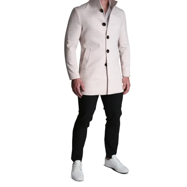 State and Liberty Light Tan Plaid Open Button Overcoat | Coats & Jackets