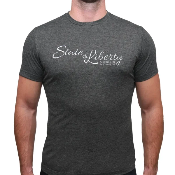 State and Liberty Logo T-Shirt - Charcoal | T-shirts | Polos