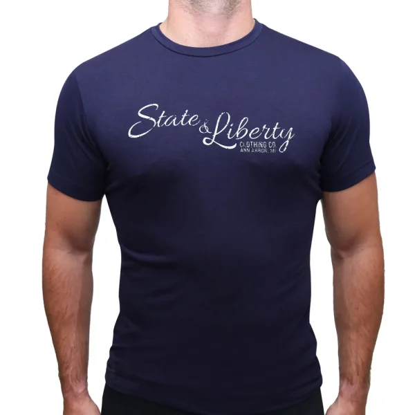 State and Liberty Logo T-Shirt - Navy | T-shirts | Polos