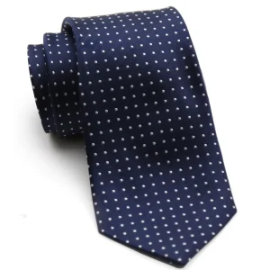 State and Liberty Navy with White Dots Woven Silk Tie | Accessories