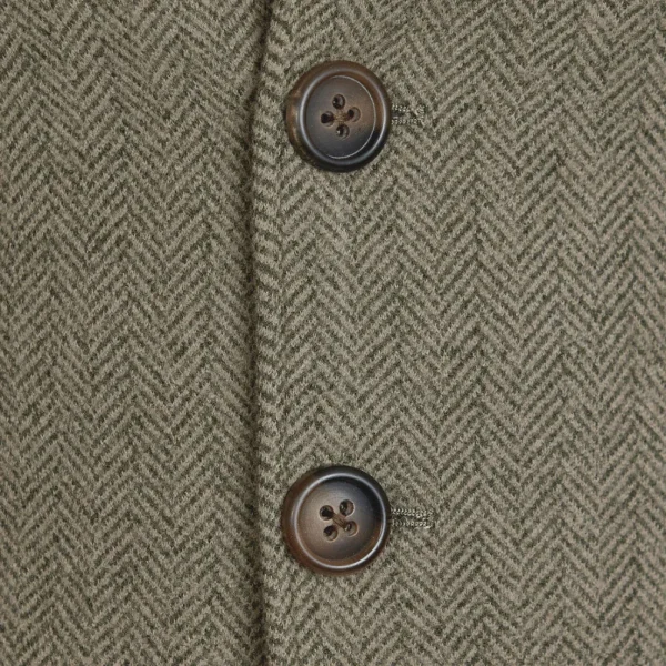 State and Liberty Olive Herringbone Open Button Overcoat | Coats & Jackets