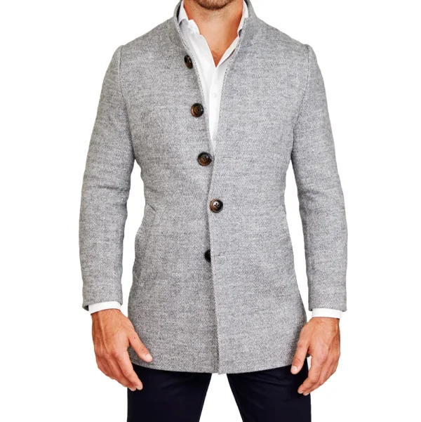 State and Liberty Open Button Overcoat - Grey Herringbone | Coats & Jackets