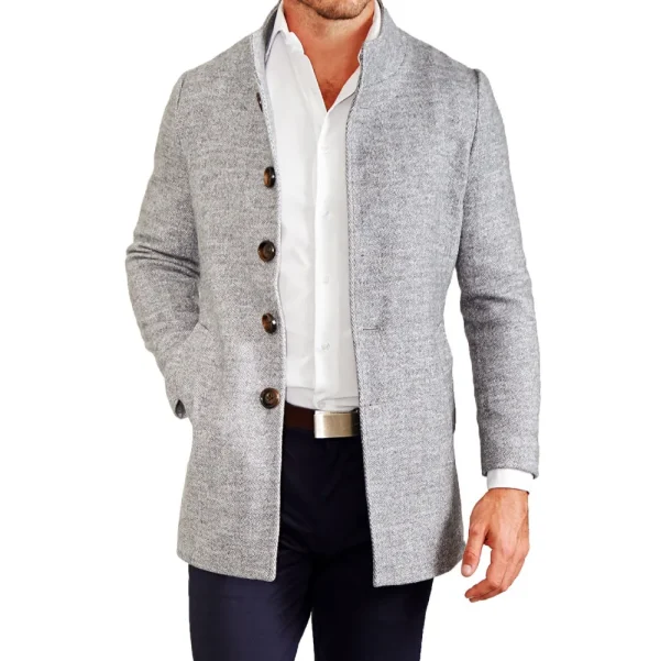State and Liberty Open Button Overcoat - Grey Herringbone | Coats & Jackets