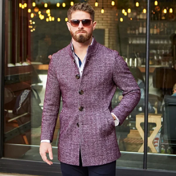 State and Liberty Open Button Overcoat - Maroon Herringbone | Coats & Jackets