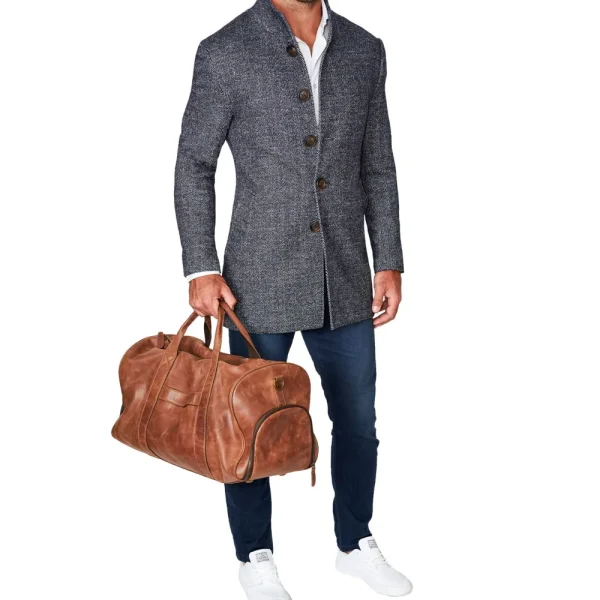 State and Liberty Open Button Overcoat - Navy Herringbone | Coats & Jackets