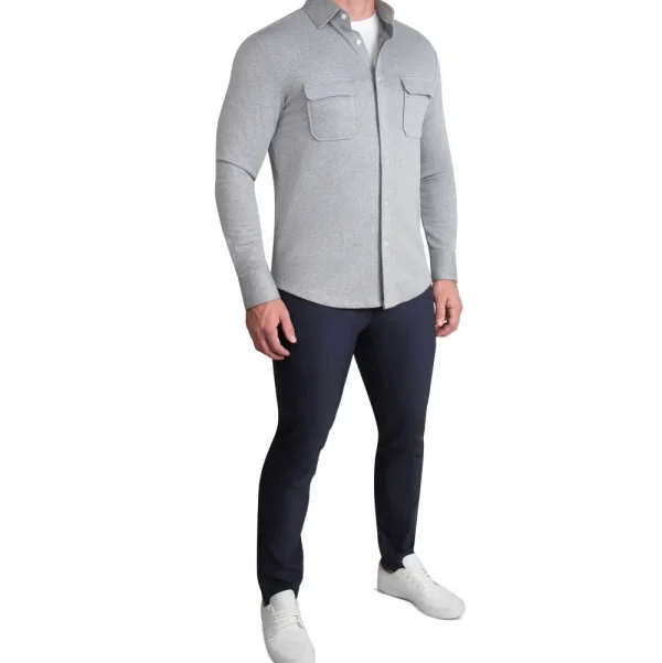 State and Liberty Patch Pocket Button Down - Light Grey | Casual Long Sleeves | Long Sleeve Button Downs