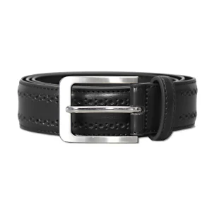 State and Liberty Perforated Leather Belt - Black | Accessories