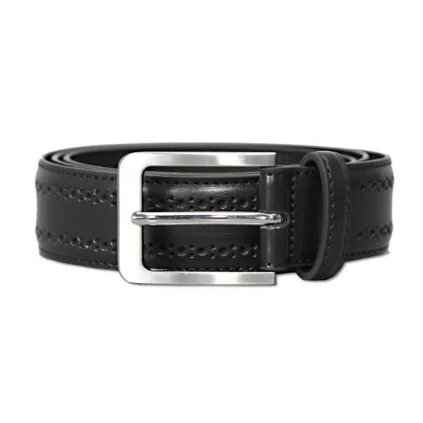 State and Liberty Perforated Leather Belt - Black | Accessories
